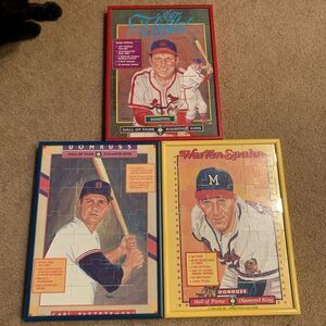 Stan Musial Warren Spahn Carl Yastrzemski Framed Donruss Diamond King Puzzles